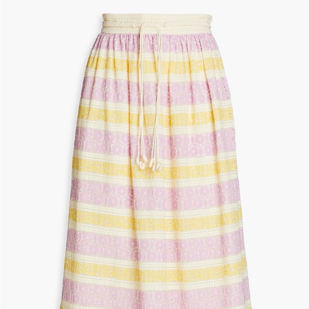 ZIMMERMANN Gathered cotton-blend guipure lace midi skirt✨ NWT - Picture 4 of 7